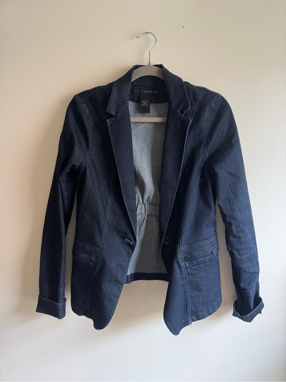 Calvin Klein Jeans Dark Blue Denim Blazer Jacket